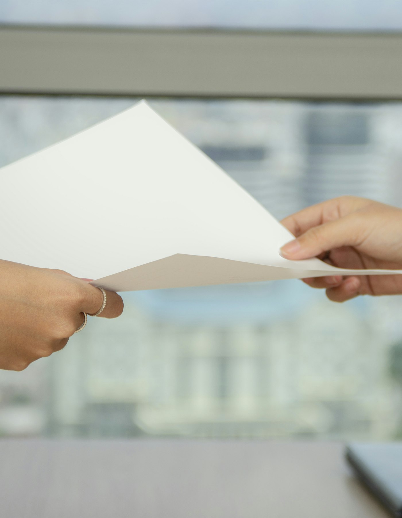 Person delivering documents to another person